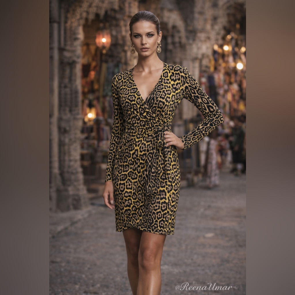 Bcbgmaxazria Adele Leopard Printed Wrap Dress